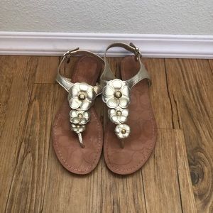 Coach Gold Daisy Sandals
